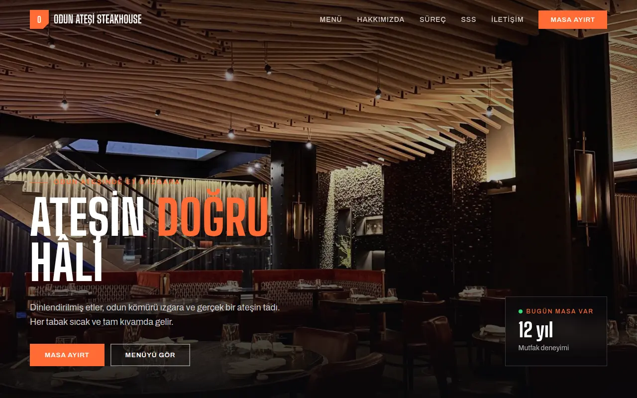 Geleneksel Restoran Web Sitesi — Odun Ateşi Steakhouse